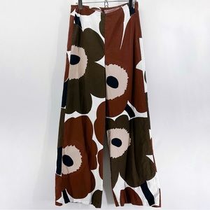 Marimekko Brown Floral Print High Rise Wide Leg Pants